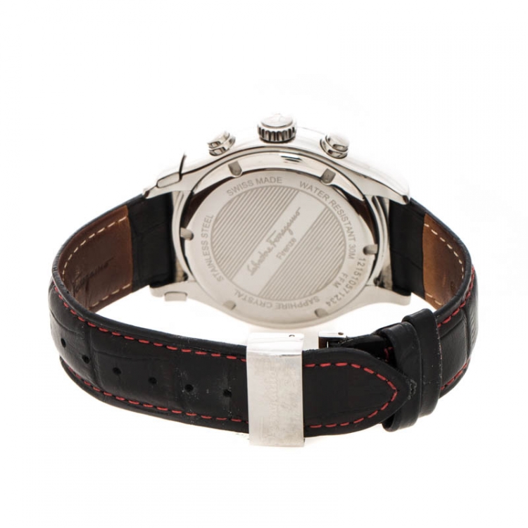 Pre Owned Salvatore Ferragamo Black Stainless Steel FFM100016 Men's Wristwatch 42 mm