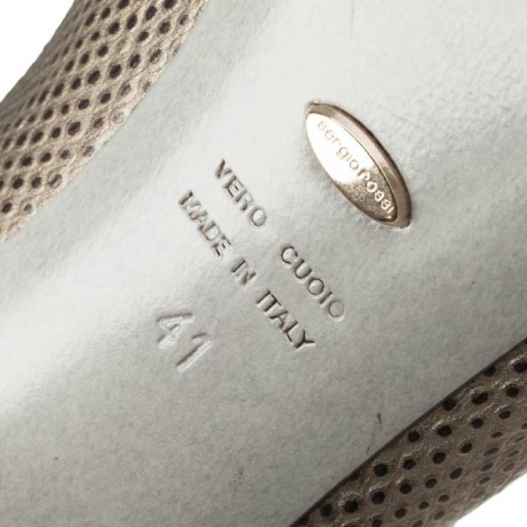 Pre Owned Sergio Rossi Metallic Embossed Leather Over The Knee Boots Size 41