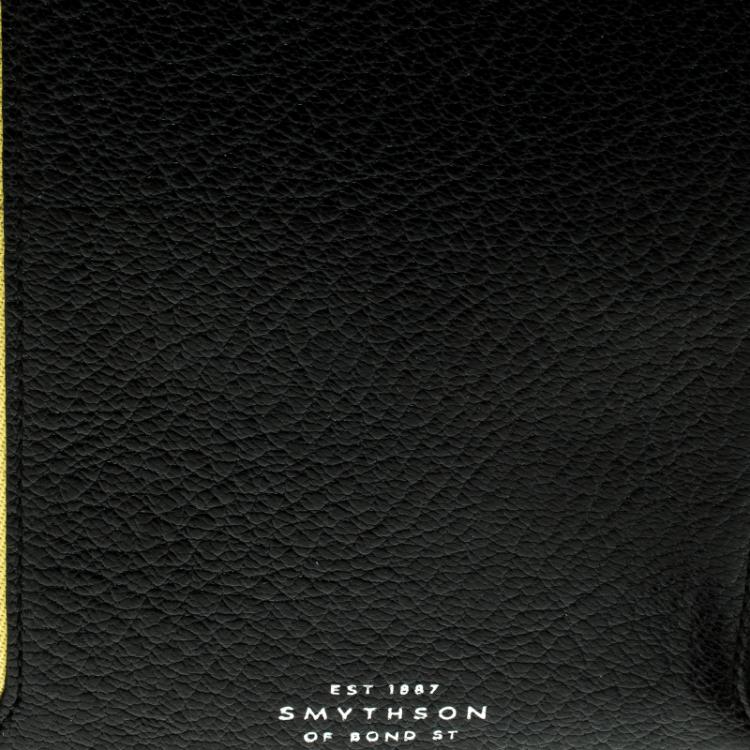 Pre Owned Smythson Black Leather Panama Zip Currency Case