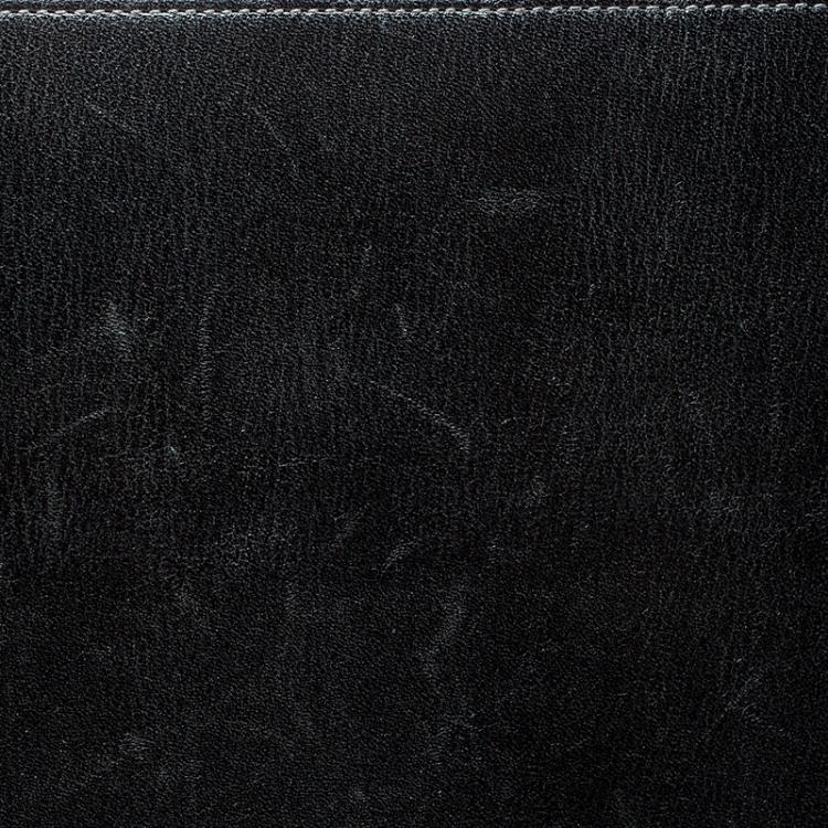 Pre Owned Smythson Black Leather Panama A4 Zip Writing Folder