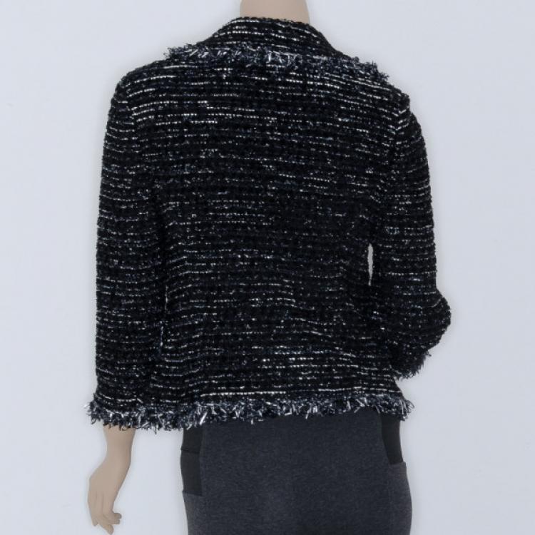 Pre Owned St. John Black Stretch Tweed Knit Jacket US4
