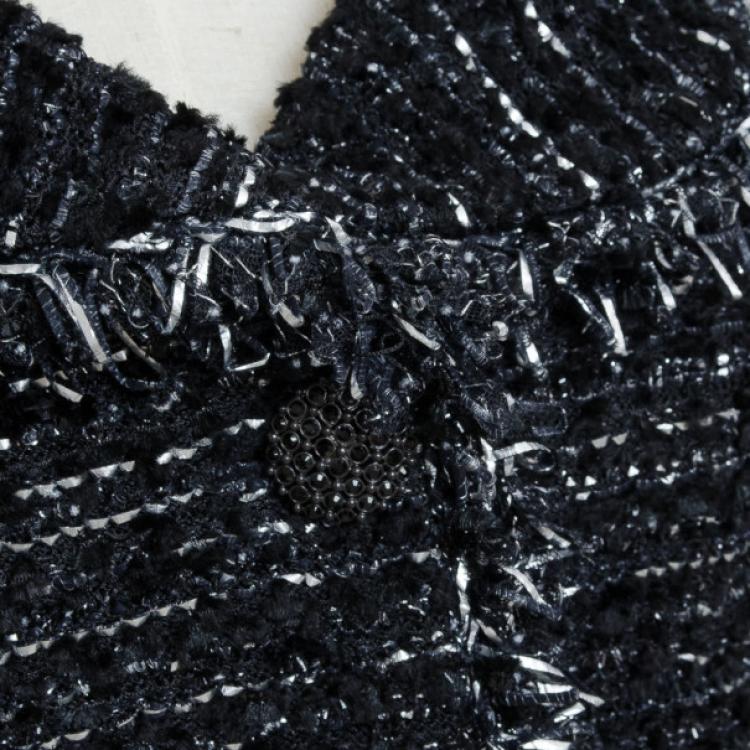 Pre Owned St. John Black Stretch Tweed Knit Jacket US4