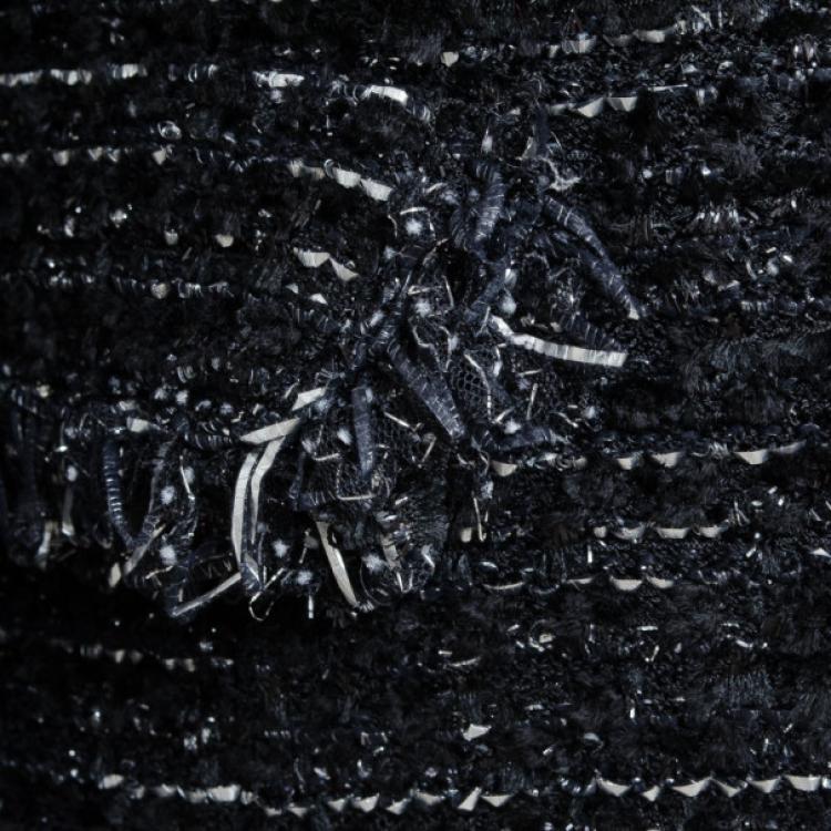 Pre Owned St. John Black Stretch Tweed Knit Jacket US4