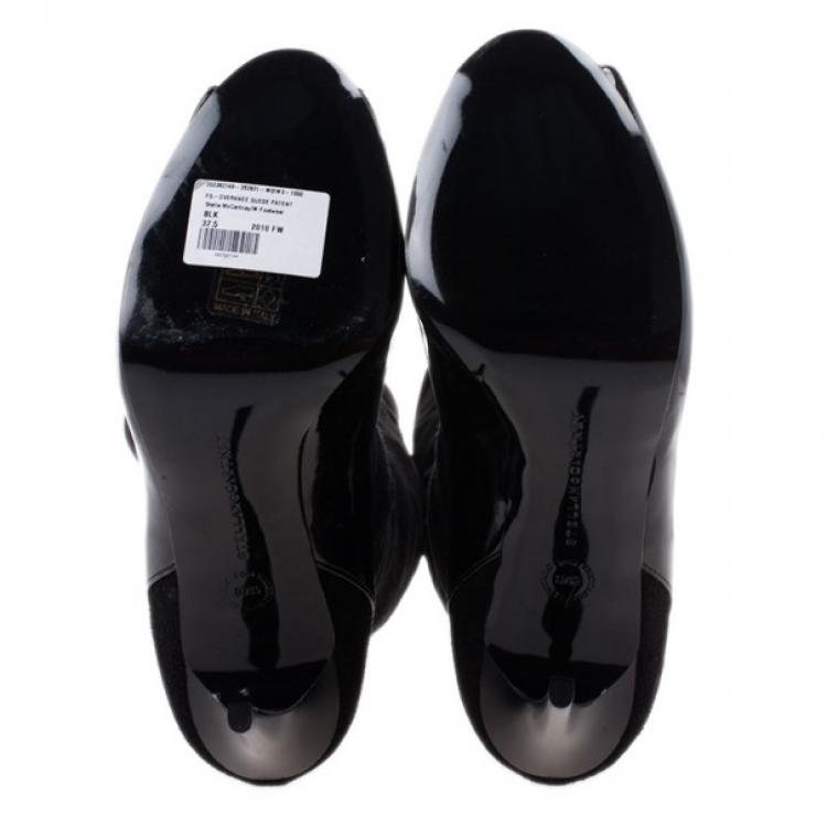 Pre Owned Stella McCartney Black Patent Leather and Suede Over The Knee Boots Size 37.5