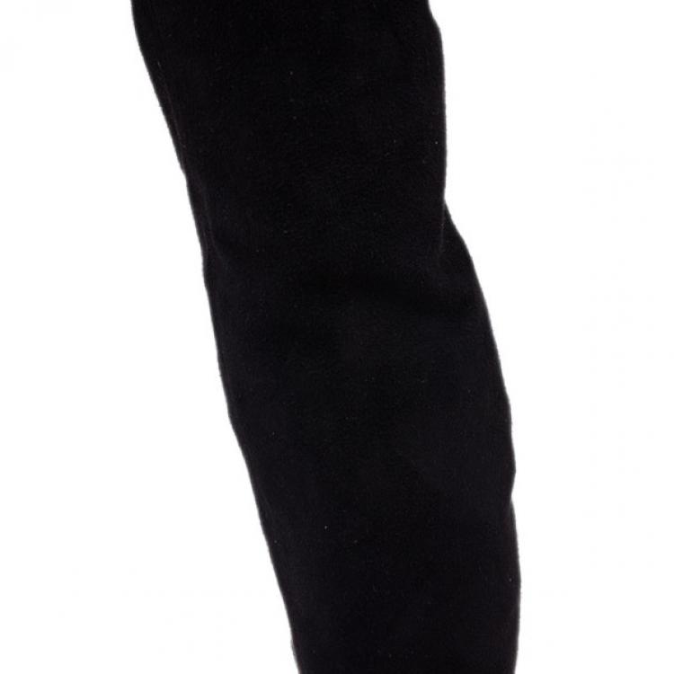 Pre Owned Stella McCartney Black Patent Leather and Suede Over The Knee Boots Size 37.5