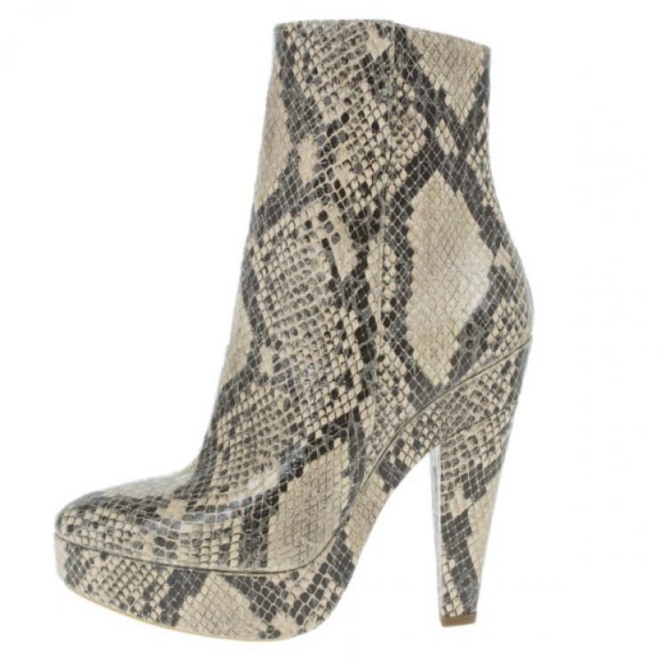Pre Owned Stella McCartney Snake Effect Faux Leather Ankle Boots Size 39