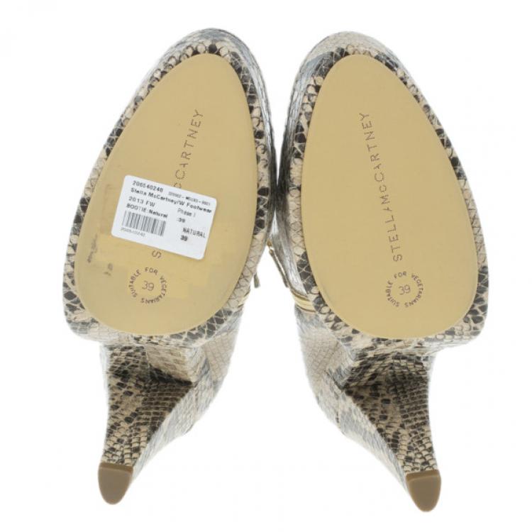 Pre Owned Stella McCartney Snake Effect Faux Leather Ankle Boots Size 39