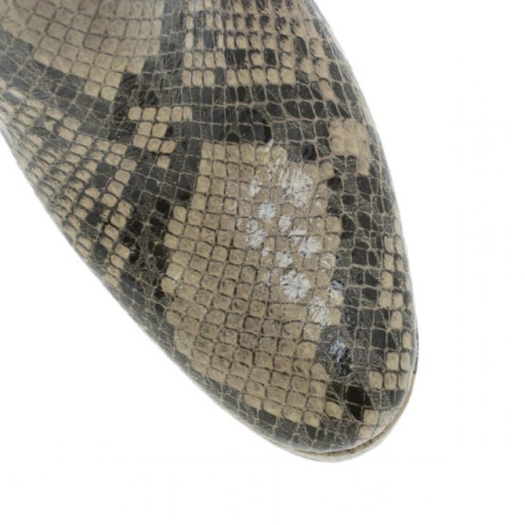 Pre Owned Stella McCartney Snake Effect Faux Leather Ankle Boots Size 39