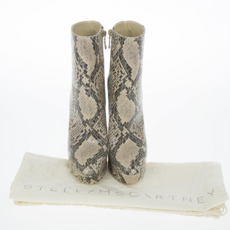 Pre Owned Stella McCartney Snake Effect Faux Leather Ankle Boots Size 39