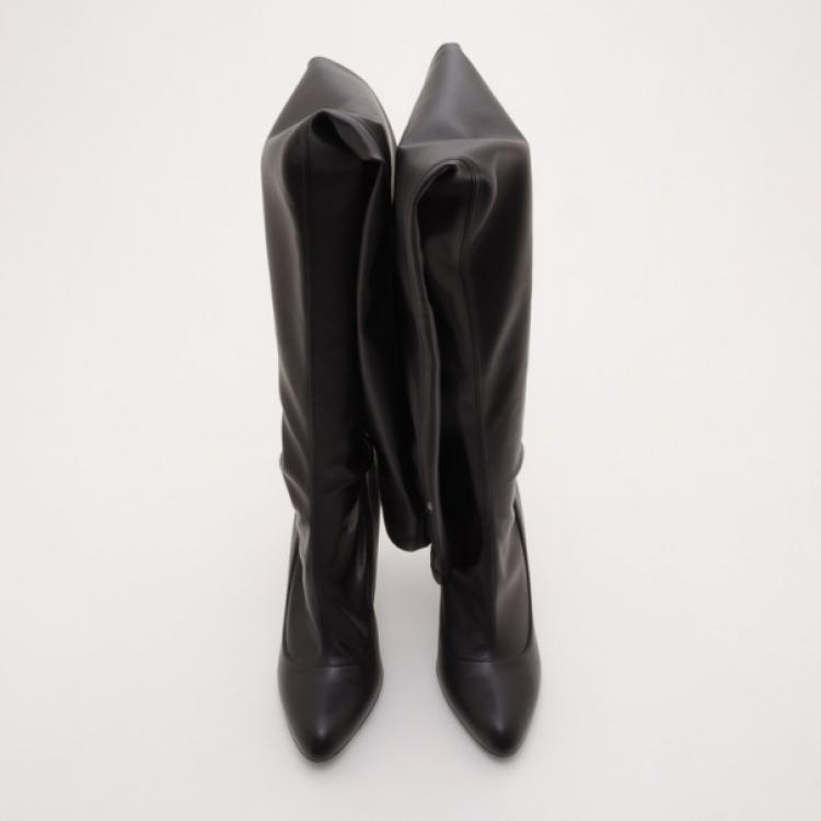 Pre Owned Stella McCartney Black Leather 'Leibovitz' Over The Knee Boots Size 40