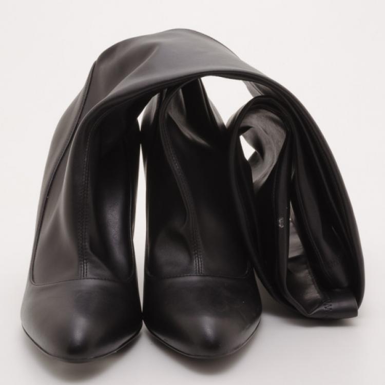 Pre Owned Stella McCartney Black Leather 'Leibovitz' Over The Knee Boots Size 40