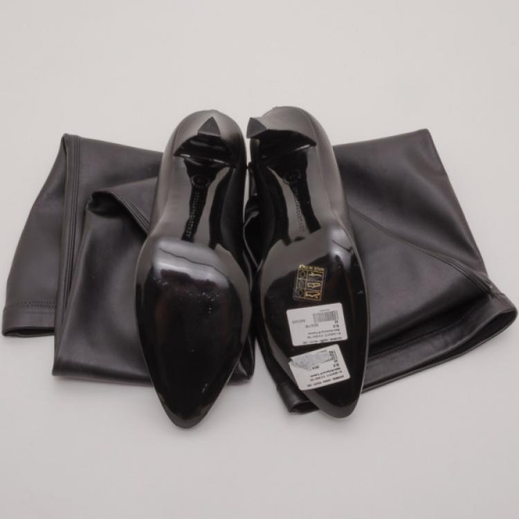 Pre Owned Stella McCartney Black Leather 'Leibovitz' Over The Knee Boots Size 40
