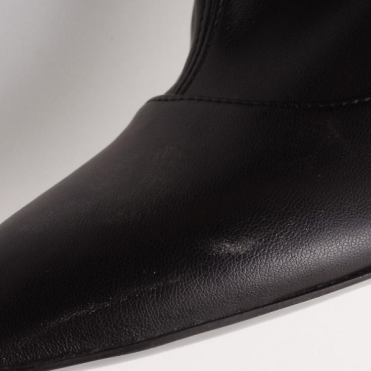 Pre Owned Stella McCartney Black Leather 'Leibovitz' Over The Knee Boots Size 40