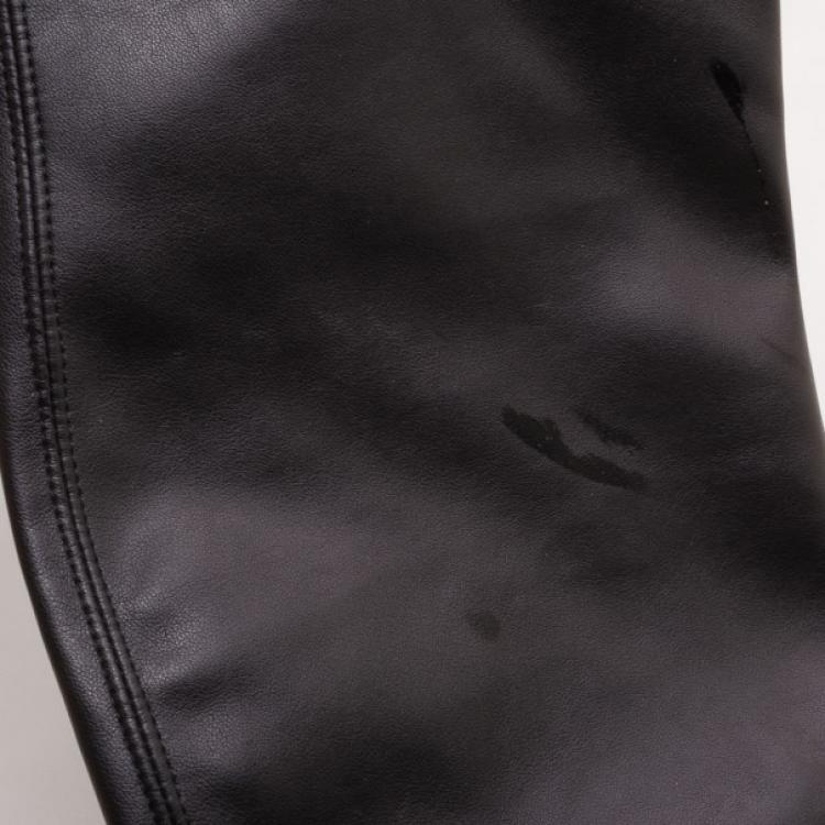 Pre Owned Stella McCartney Black Leather 'Leibovitz' Over The Knee Boots Size 40