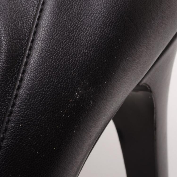 Pre Owned Stella McCartney Black Leather 'Leibovitz' Over The Knee Boots Size 40