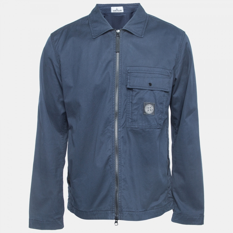 مملوكة مسبقًا Stone Island Navy Blue Cotton Zip Front Jacket L