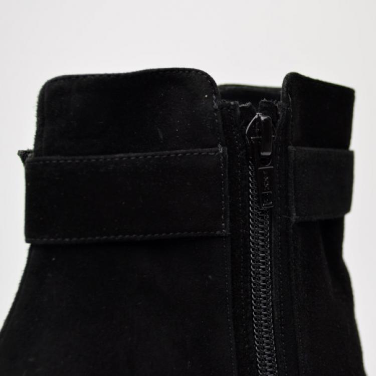 Pre Owned Stuart Weitzman Black Suede Platform Ankle Boots Size 39