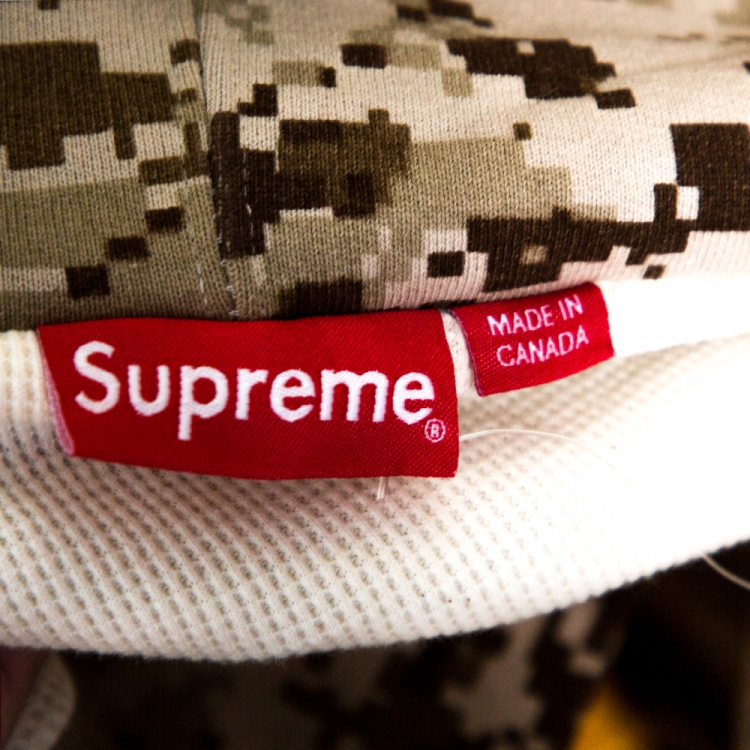 Pre Owned Supreme Tan Cotton Arc Logo Thermal Zip Up Sweatshirt L