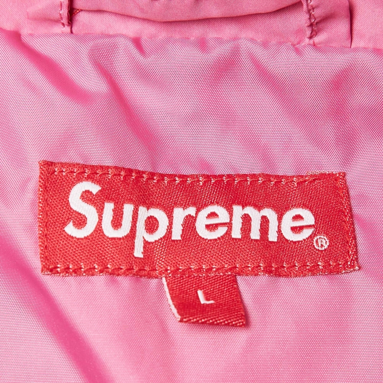 Pre Owned Supreme Pink Gradient Embroidered Synthetic Quilted Down Jacket L