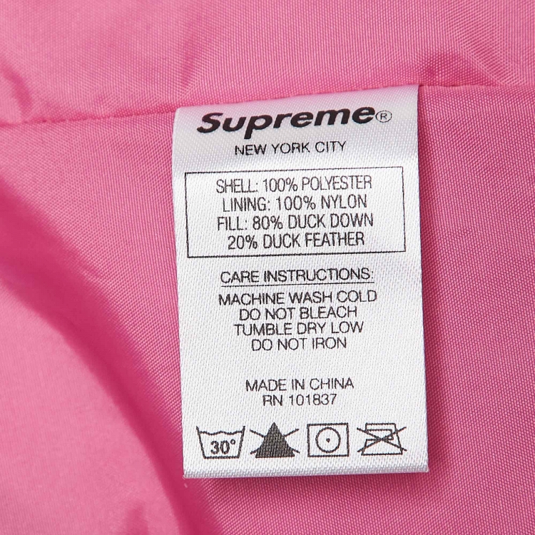 Pre Owned Supreme Pink Gradient Embroidered Synthetic Quilted Down Jacket L