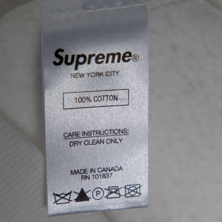 Pre Owned Supreme White Cotton Tent Leather Arc Logo Hoodie S
