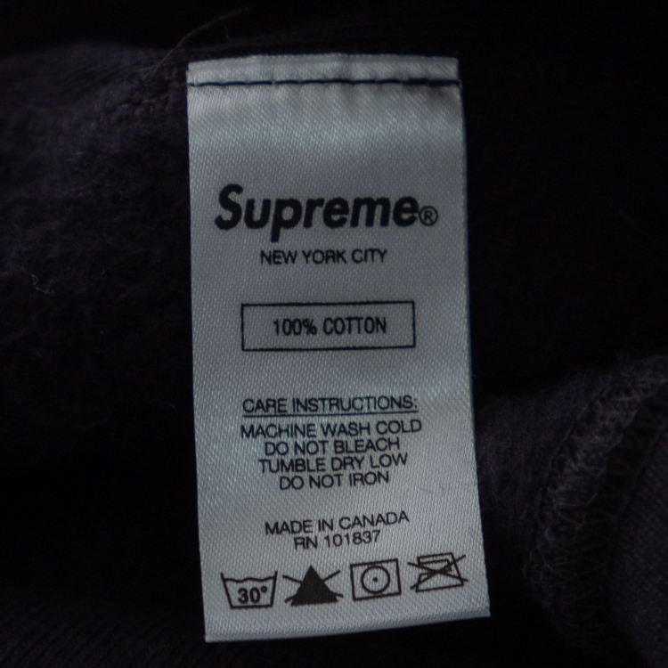 Pre Owned Supreme Black Rib Knit Box Logo Hoodie L