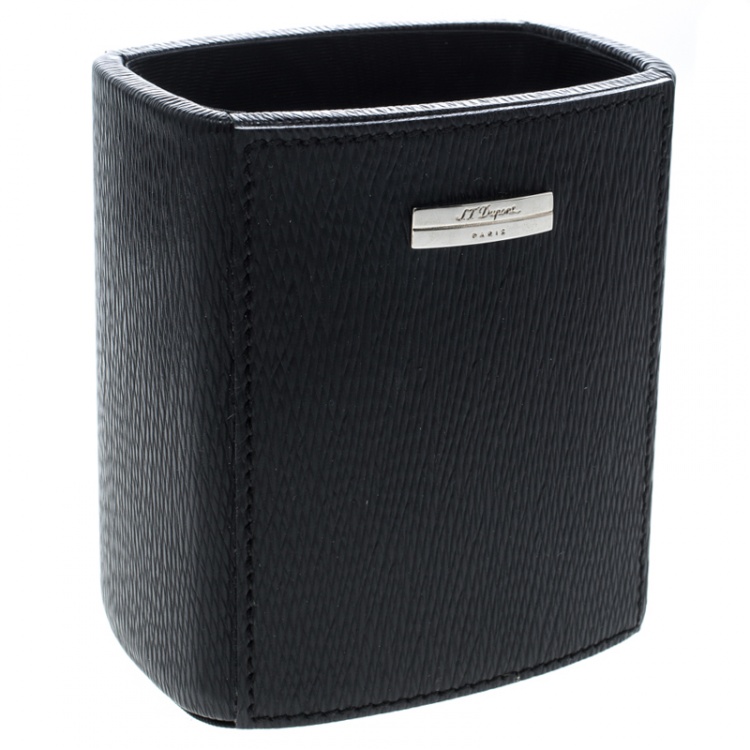 Pre Owned S.T. Dupont Black Leather Pen/Pencil Holder