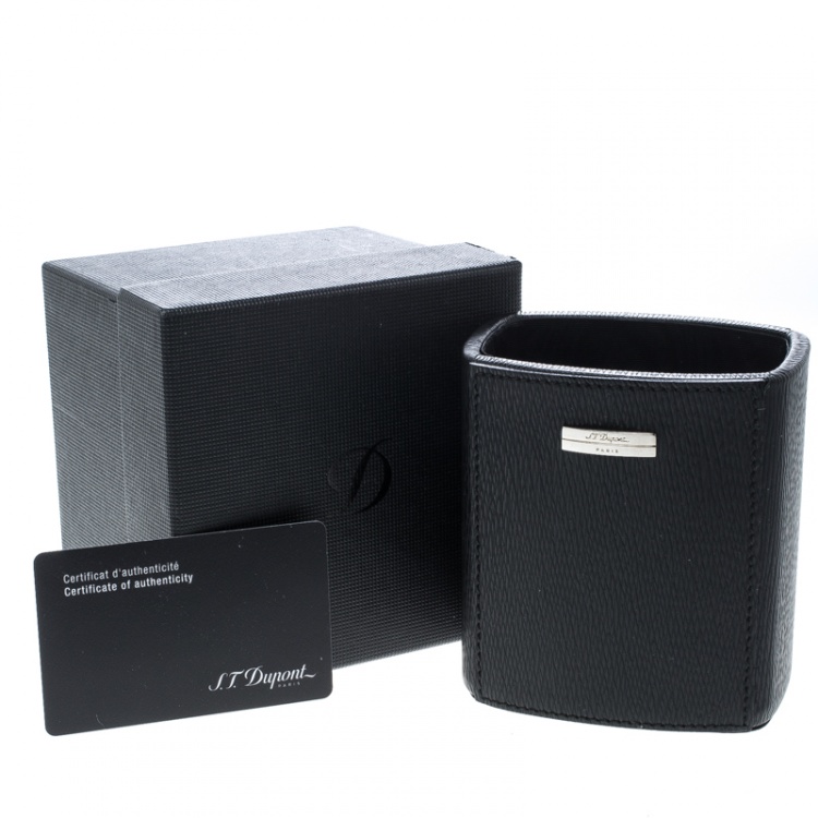 Pre Owned S.T. Dupont Black Leather Pen/Pencil Holder