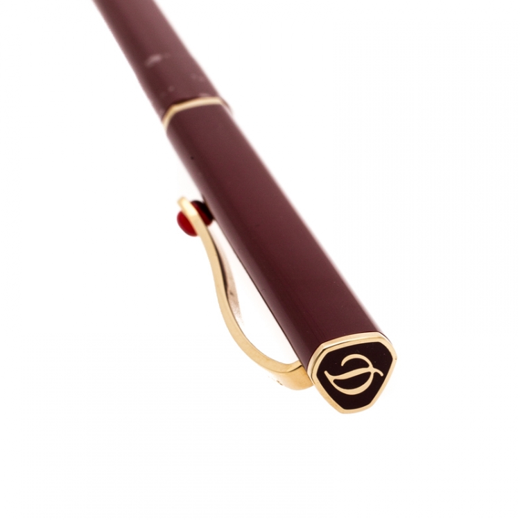 Pre Owned S.T. Dupont Mon Dupont Burgundy Lacquer Gold Finish Ballpoint Pen