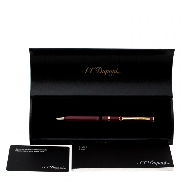 Pre Owned S.T. Dupont Mon Dupont Burgundy Lacquer Gold Finish Ballpoint Pen