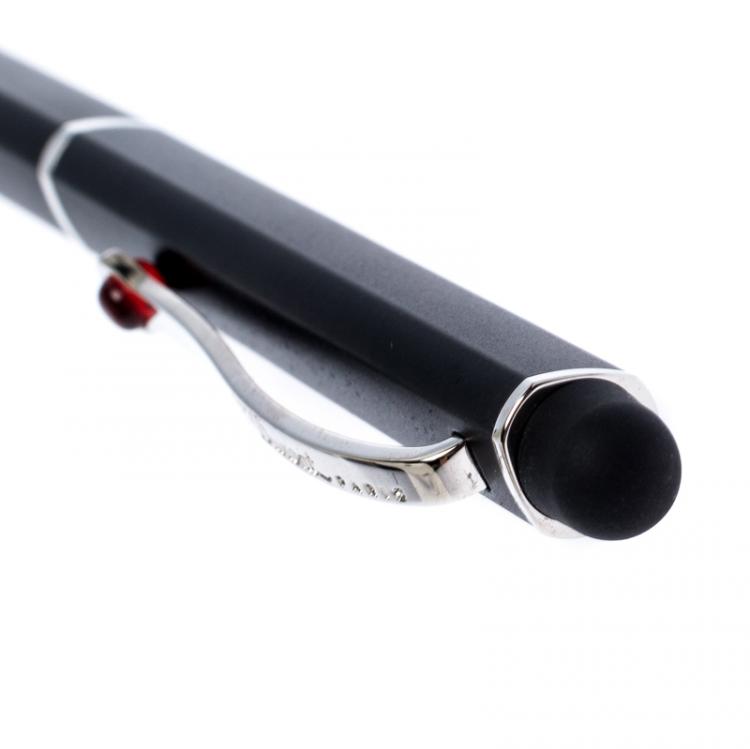 Pre Owned S.T. Dupont Karl Lagerfeld Edition Matte Black Palladium Finish Ballpoint Pen