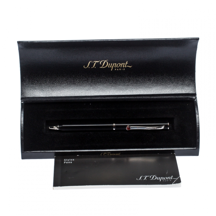 Pre Owned S.T. Dupont Karl Lagerfeld Edition Matte Black Palladium Finish Ballpoint Pen