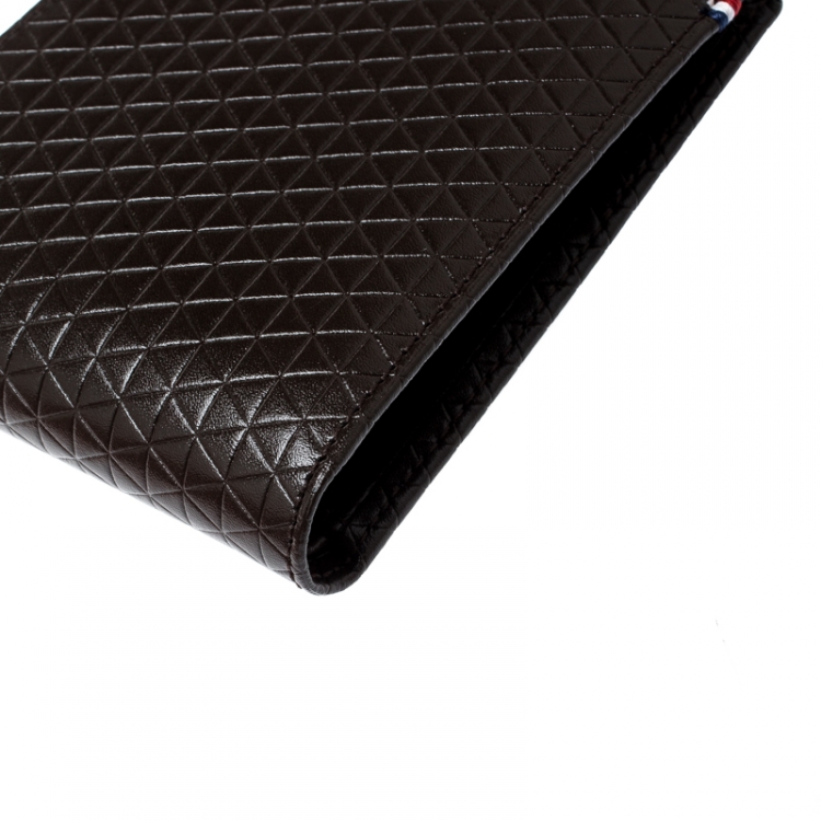 Pre Owned S.T Dupont Brown Leather D Line Fire Head 6CC Bifold Wallet