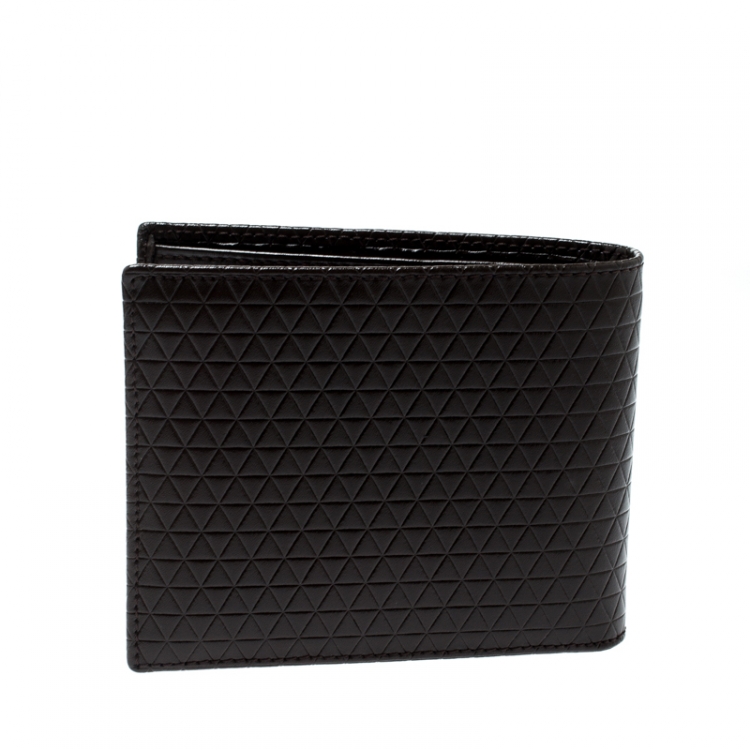 Pre Owned S.T Dupont Brown Leather D Line Fire Head 6CC Bifold Wallet