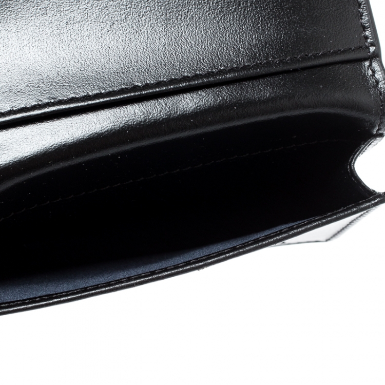 Pre Owned S.T Dupont Black Carbon Leather Business Card Case