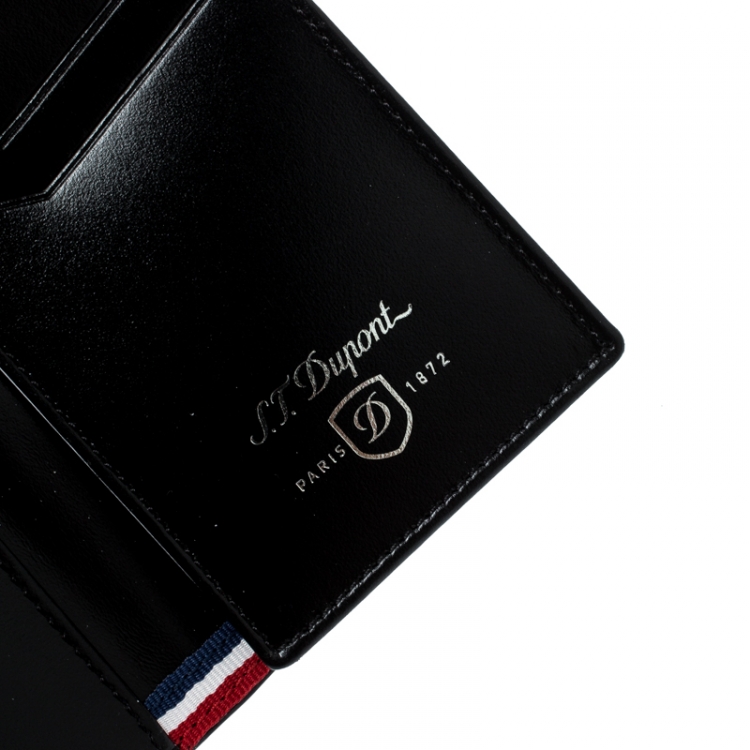 Pre Owned S.T Dupont Black Carbon Leather Business Card Case