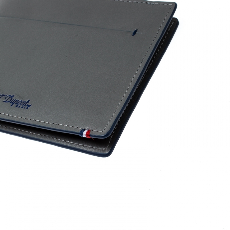 Pre Owned S.T. Dupont Grey Leather D Line 7CC Bifold Wallet