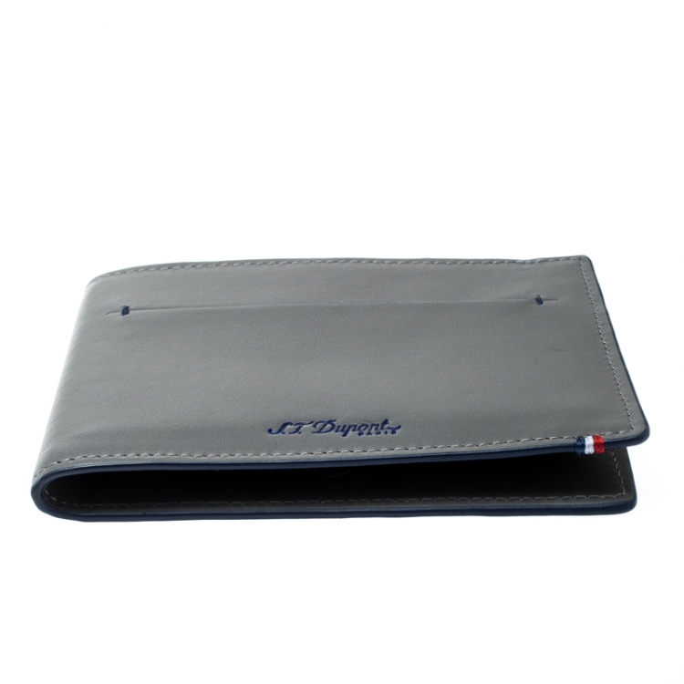 Pre Owned S.T. Dupont Grey Leather D Line 7CC Bifold Wallet