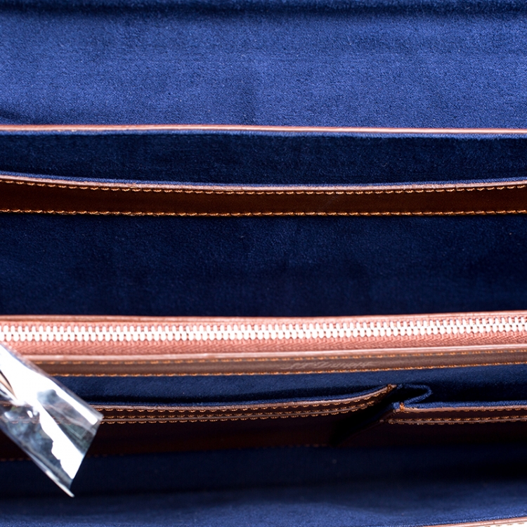 Pre Owned S.T. Dupont Brown Leather Atelier Line D One Gusset Briefcase