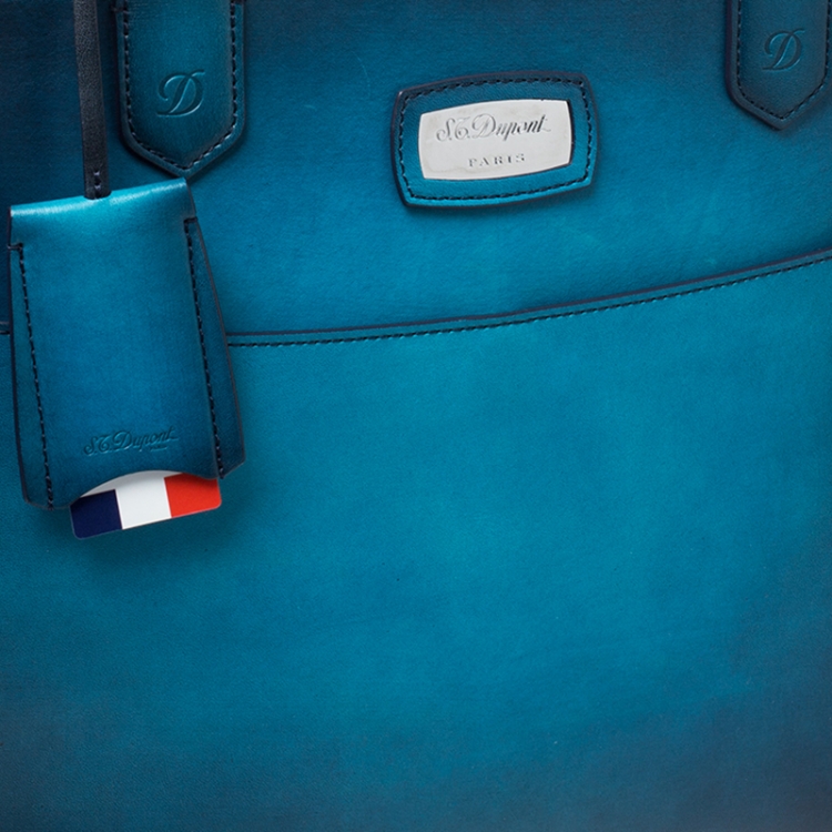 Pre Owned S.T. Dupont Blue Ombre Leather Atelier Document Briefcase