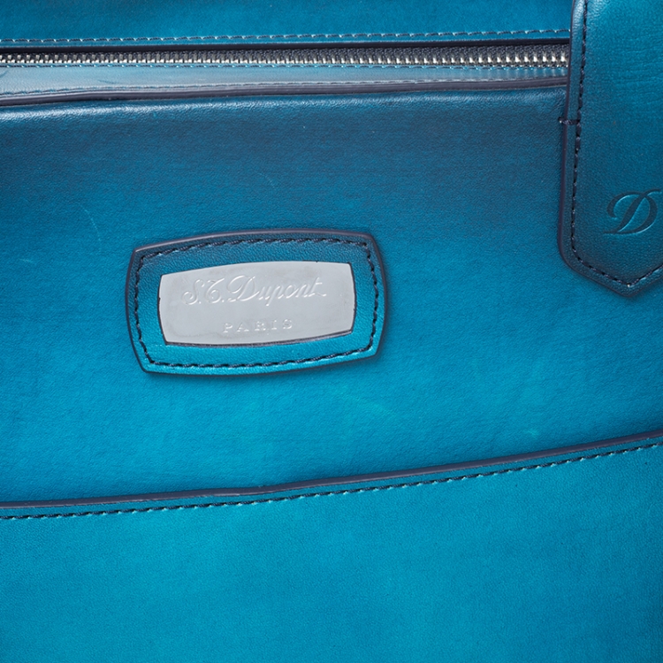 Pre Owned S.T. Dupont Blue Ombre Leather Atelier Document Briefcase
