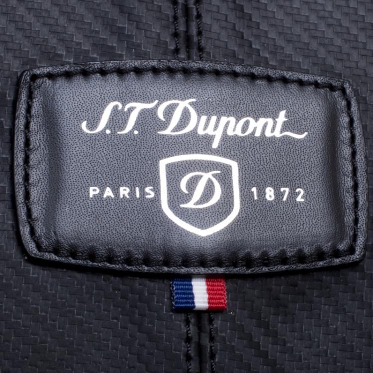 Pre Owned S.T. Dupont Black Leather Carbone Laptop Case Bag