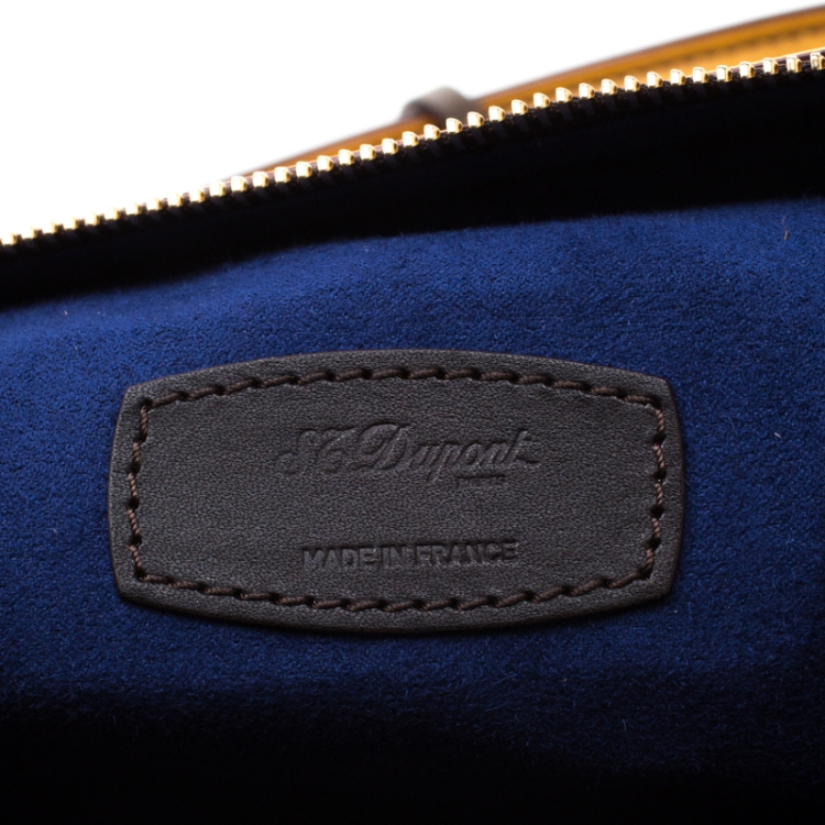 Pre Owned S.T. Dupont Yellow/Black Ombre Leather Atelier Document Holder Briefcase