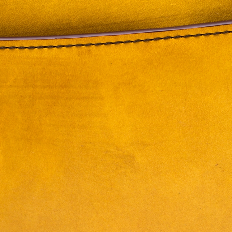 Pre Owned S.T. Dupont Yellow/Black Ombre Leather Atelier Document Holder Briefcase
