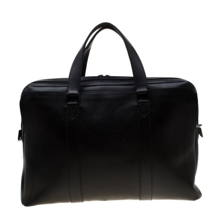 Pre Owned S.T. Dupont Black Leather Line D Star Wars Document and Laptop Holder Briefcase
