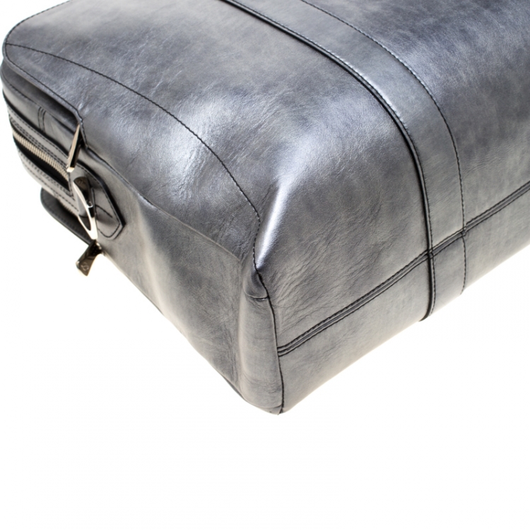 Pre Owned S.T. Dupont Metallic Grey Leather Line D Star Wars Document and Laptop Holder Briefcase