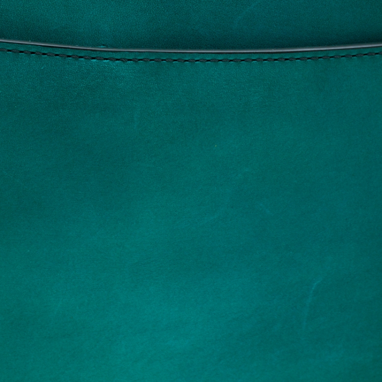 Pre Owned S.T. Dupont Green/Black Ombre Leather Atelier Document Holder Briefcase