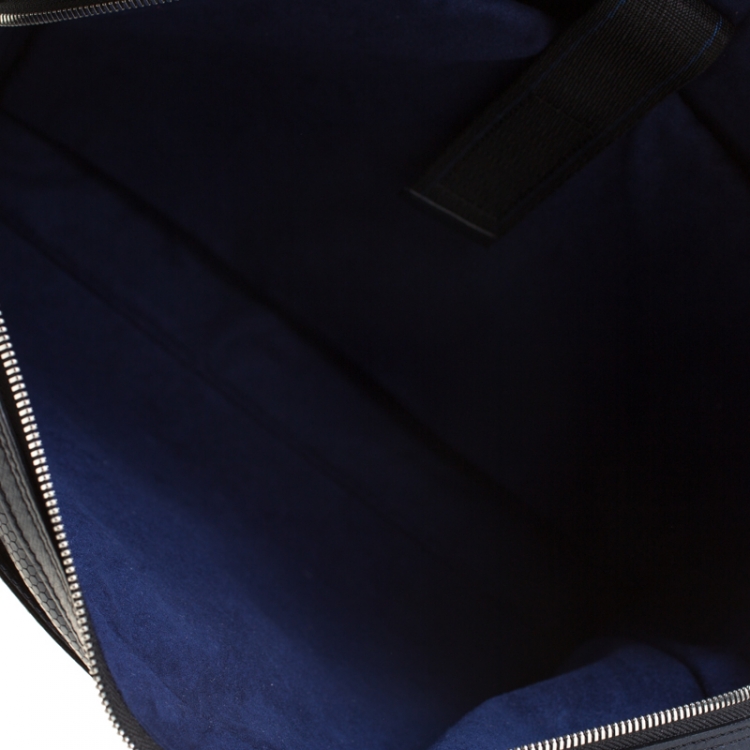 Pre Owned S.T. Dupont Deep Navy Blue Leather Line D Tony Stark Document and Laptop Holder Briefcase