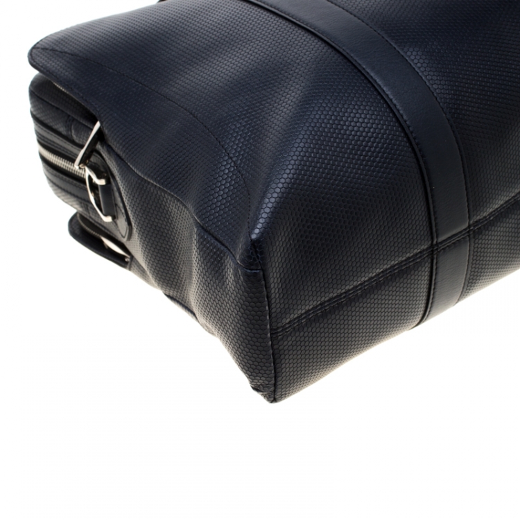 Pre Owned S.T. Dupont Deep Navy Blue Leather Line D Tony Stark Document and Laptop Holder Briefcase