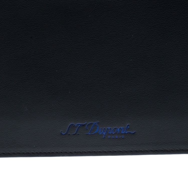 Pre Owned S.T. Dupont Black/Blue Leather Line D Slim Organizer